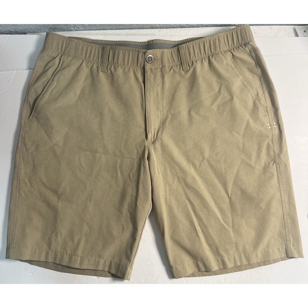 Under Armour Mens Golf Shorts Heat Gear Loose Khaki Sz 38 Active Stretch